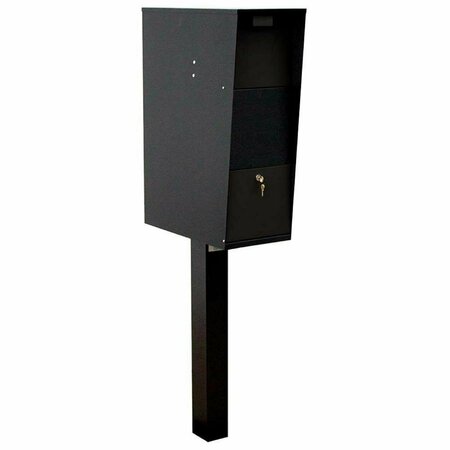 BOOK PUBLISHING CO Galvanized Steel Locking Rust Proof Vacation Mailbox with 4 in. Dia. Mounting Post, Black GR2642775
